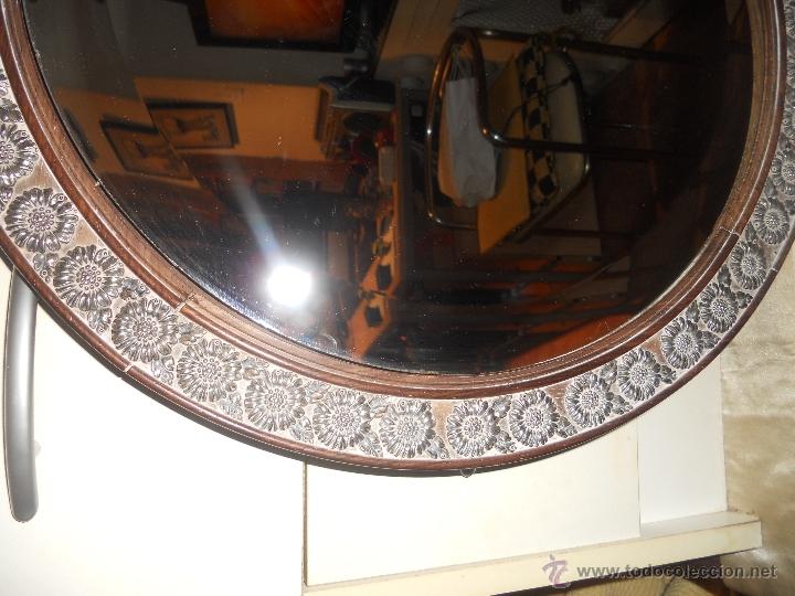 Antig&uuml;edades: ANTIGUO ESPEJO DE MADERA REDONDO 45 CMS DE DIAMETRO . - Foto 5