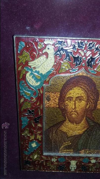 Antig&uuml;edades: ICONO EN LAMINA SOBRE MADERA CON MARCO EN RELIEVE - Foto 3