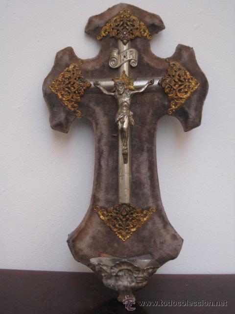 Antig&uuml;edades: ANTIGUO CRUCIFIJO CON PILA BENDITERA. - Foto 5