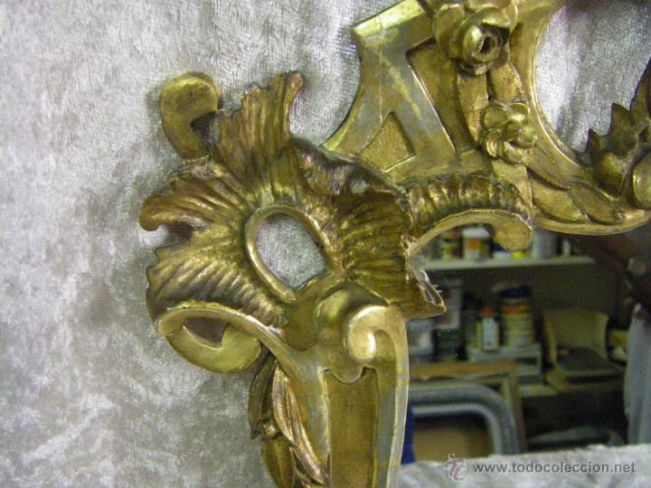 Antigüedades: Pareja de cornucopias en pan de oro de finales del siglo XVIII estilo Carlos IV - Foto 5 - 50247812