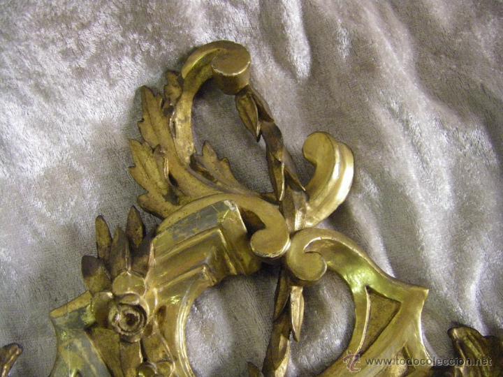 Antigüedades: Pareja de cornucopias en pan de oro de finales del siglo XVIII estilo Carlos IV - Foto 23 - 50247812