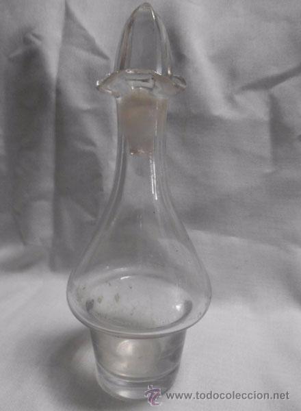 Antig&uuml;edades: ANTIGUA BOTELLA DE CRISTAL  CON TAP&Oacute;N DE CRISTAL