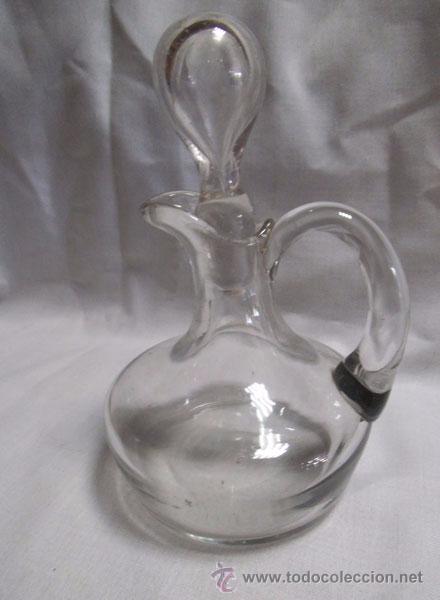 Antig&uuml;edades: ANTIGUA ACEITERA DE CRISTAL CON TAP&Oacute;N DE CRISTAL