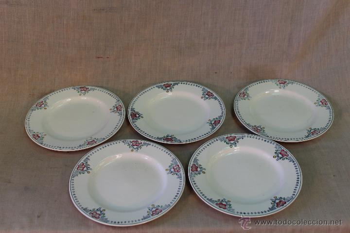 Antig&uuml;edades: 5 PLATOS PEQUE&Ntilde;OS  DE LOZA - Foto 1