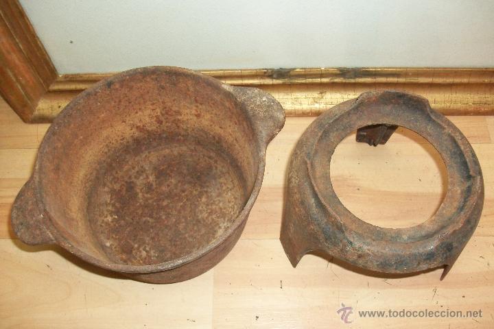 Antig&uuml;edades: ANTIGUO CAZO Y BASE DE HIERRO COLADO - Foto 3