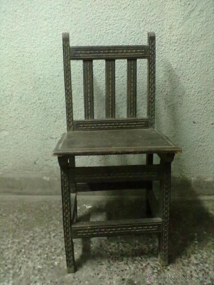 Antig&uuml;edades: SILLA CASTA&Ntilde;O TALLADA PARA RESTAURAR - Foto 1