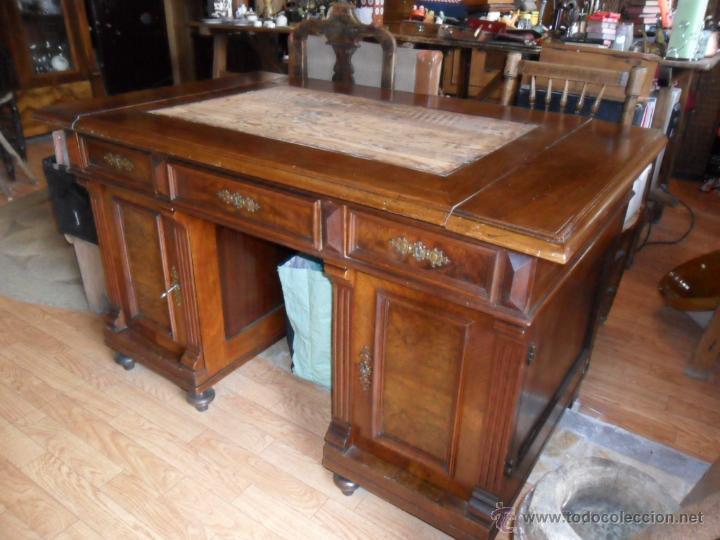Antig&uuml;edades: MESA DE DESPACHO EN MADERA DE NOGAL ANTIGUA - Foto 7