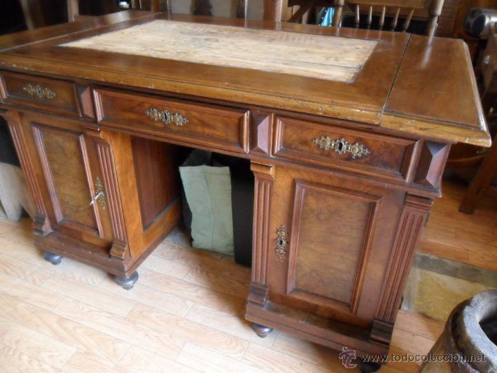 Antig&uuml;edades: MESA DE DESPACHO EN MADERA DE NOGAL ANTIGUA - Foto 8