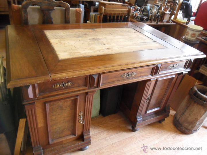 Antig&uuml;edades: MESA DE DESPACHO EN MADERA DE NOGAL ANTIGUA - Foto 9