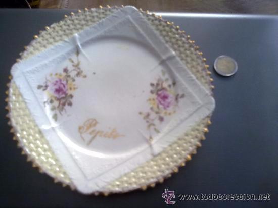 Antig&uuml;edades: Bonito plato con el nombre de Pepito. cer&aacute;mica espa&ntilde;ola. Sin marca.