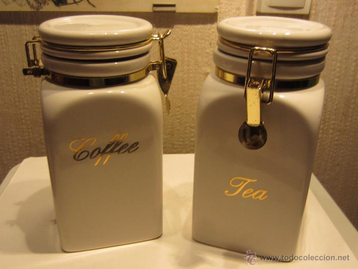 Antig&uuml;edades: bote poecelana coffe y tea - Foto 1