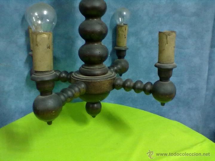 Antig&uuml;edades: LAMPARA DE MADERA TORNEADA PARA RESTAURAR - Foto 2