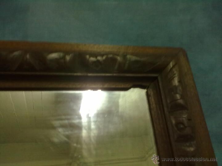 Antig&uuml;edades: ESPEJO ENMARCADO EN ROBLE TALLADO - Foto 2