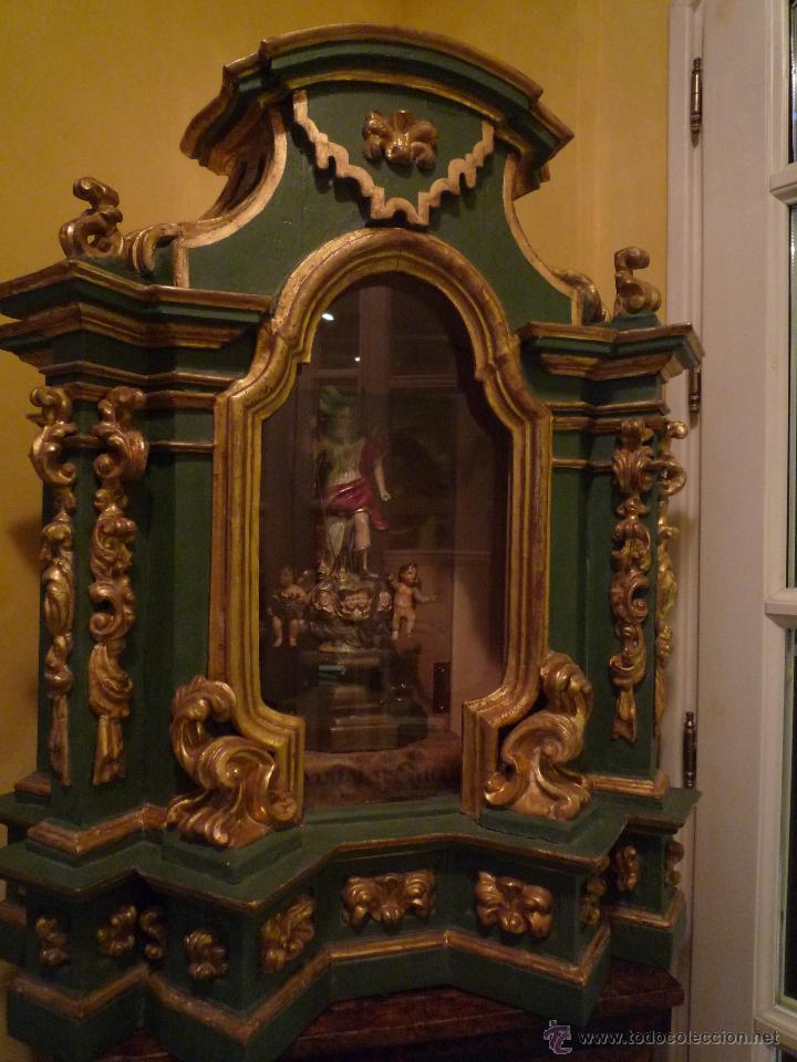 Antig&uuml;edades: Tabernaculo del S. XVIII en madera pintada y dorada - Foto 11