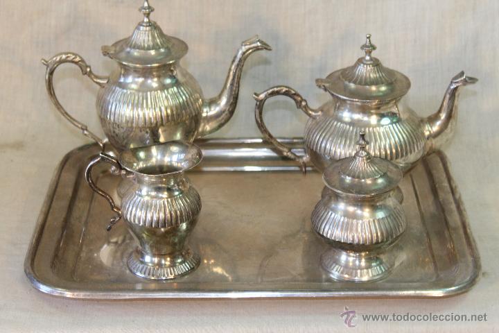 Antig&uuml;edades: juego de cafe en metal - Foto 2