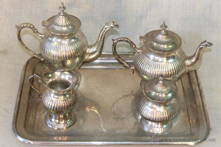 Antig&uuml;edades: juego de cafe en metal - Foto 4