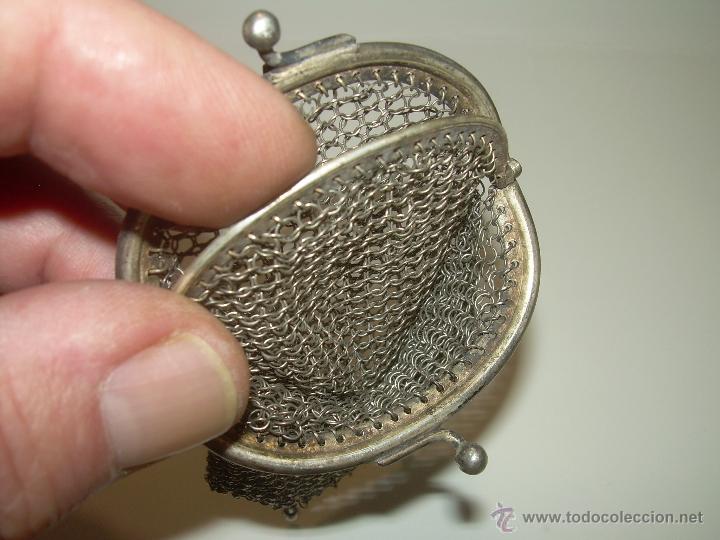 Antig&uuml;edades: ANTIGUO BOLSITO DE PLATA DE MALLA CON DOBLE COMPARTIMENTO INTERIOR. - Foto 3