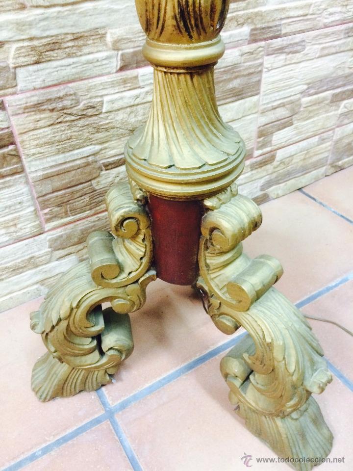 Antig&uuml;edades: L&Aacute;MPARA DE PIE DE MADERA MACIZA - Foto 3