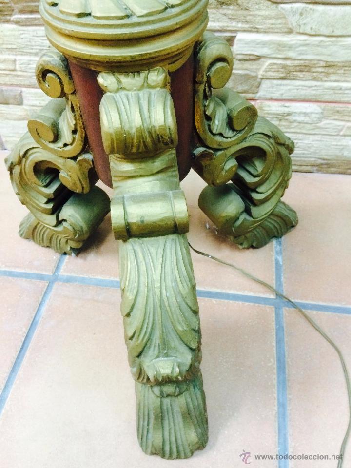 Antig&uuml;edades: L&Aacute;MPARA DE PIE DE MADERA MACIZA - Foto 6