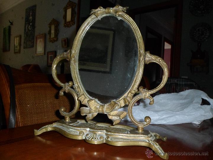 Antig&uuml;edades: Espejo de bronce isabelino 1860 - Foto 1