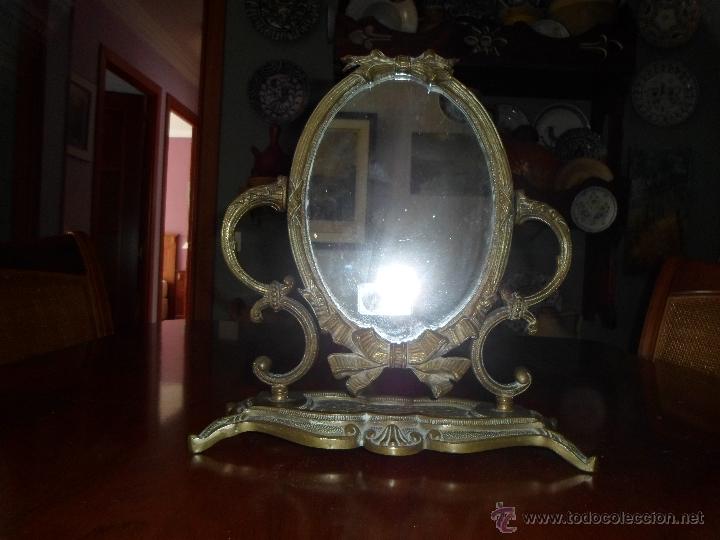 Antig&uuml;edades: Espejo de bronce isabelino 1860 - Foto 3