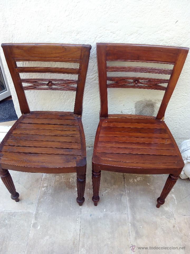 Antig&uuml;edades: 2 sillas de madera maciza. - Foto 1