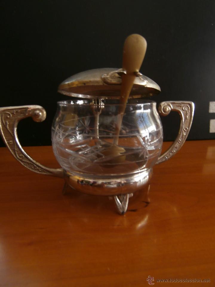 Antig&uuml;edades: ANTIGUO AZUCARERO DE CRISTAL Y ALPACAR - Foto 2