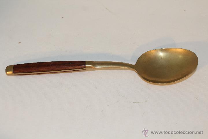 Antig&uuml;edades: CUCHARON TAILANDES EN BRONCE-NIQUEL Y MADERA - Foto 3