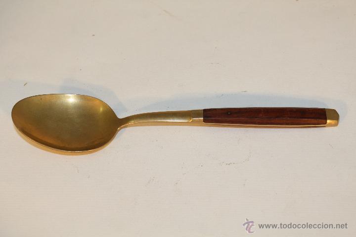 Antig&uuml;edades: CUCHARON TAILANDES EN BRONCE-NIQUEL Y MADERA - Foto 4