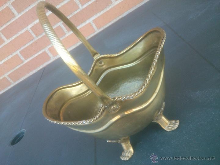 Antig&uuml;edades: Antigua Cesta Chapeada Bronce. - Foto 1