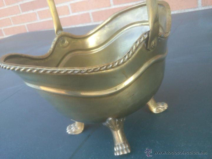 Antig&uuml;edades: Antigua Cesta Chapeada Bronce. - Foto 3