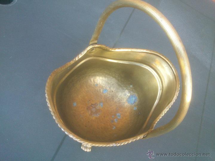 Antig&uuml;edades: Antigua Cesta Chapeada Bronce. - Foto 4