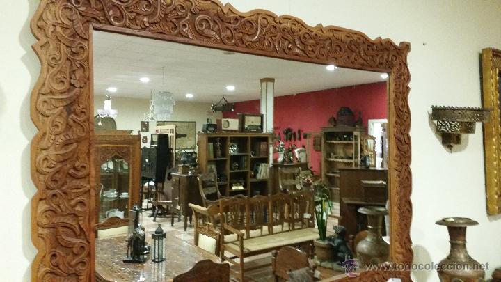 Antig&uuml;edades: ESPEJO DE ABEDUL TALLADO A MANO - Foto 1