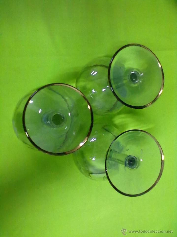 Antig&uuml;edades: TRES COPAS CRISTAL TALLADO Y ORO - Foto 3