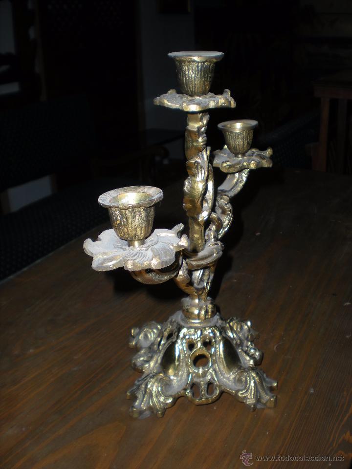 Antig&uuml;edades: Portavelas de tres brazos - Foto 3