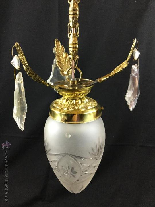 Antig&uuml;edades: precioso farol en bronce y cristal. - Foto 1