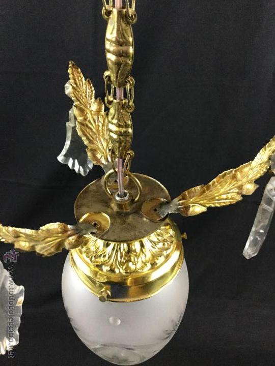 Antig&uuml;edades: precioso farol en bronce y cristal. - Foto 2