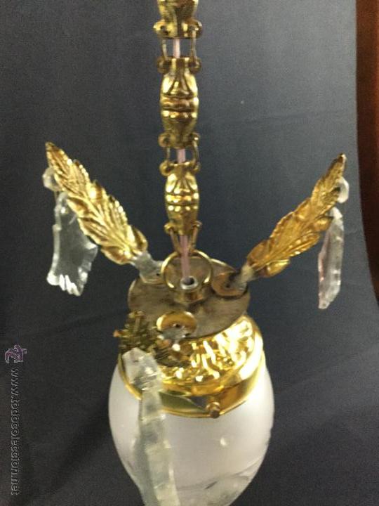 Antig&uuml;edades: precioso farol en bronce y cristal. - Foto 3