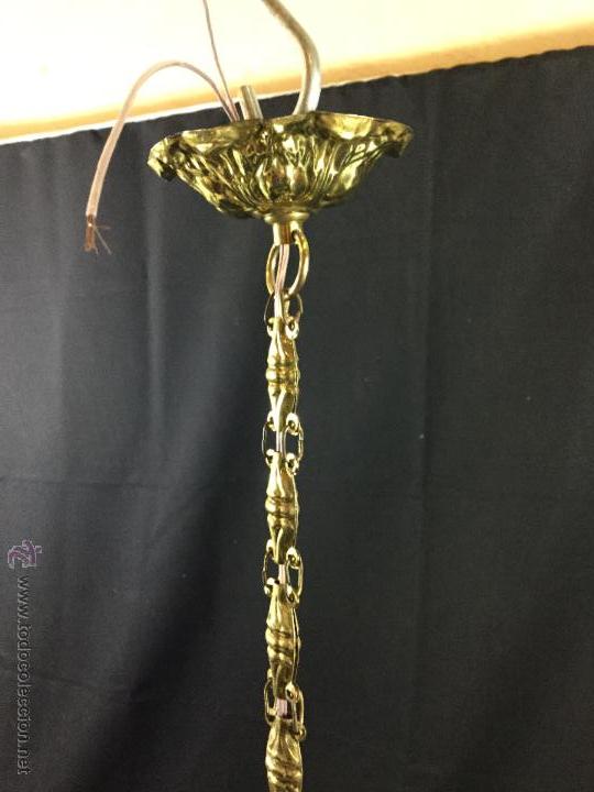 Antig&uuml;edades: precioso farol en bronce y cristal. - Foto 5