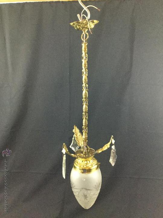 Antig&uuml;edades: precioso farol en bronce y cristal. - Foto 6