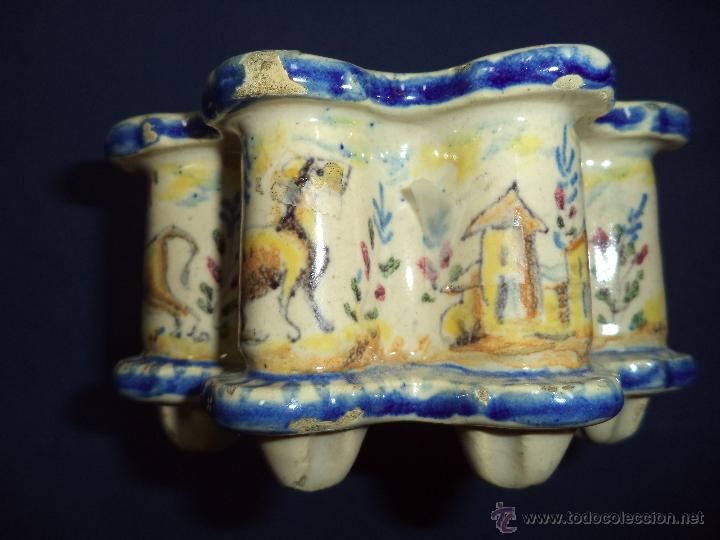 Antig&uuml;edades: Tintero en ceramica Talavera?, Sec XIX - Foto 10