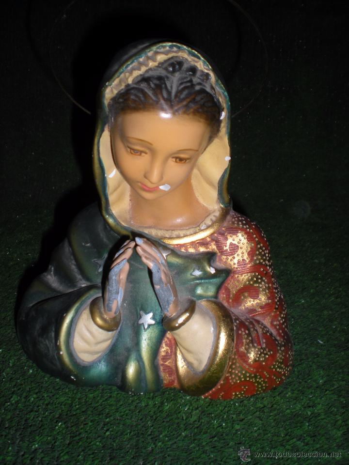 Antig&uuml;edades: Virgen de escayola pintada a mano - Foto 1