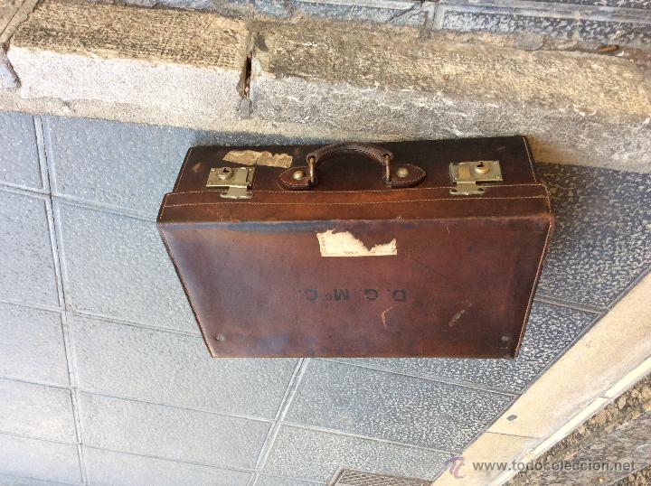 Antig&uuml;edades: ANTIGUA MALETA DE PIEL. - Foto 3