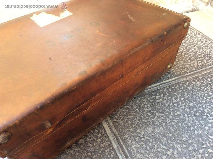 Antig&uuml;edades: ANTIGUA MALETA DE PIEL. - Foto 5