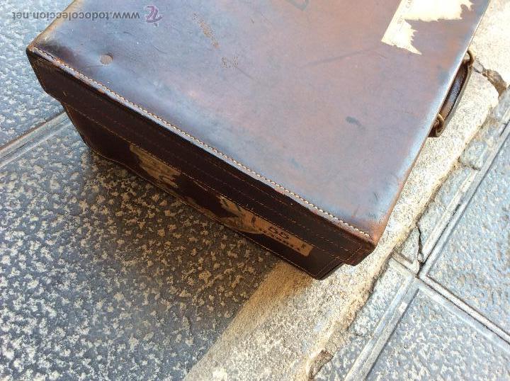Antig&uuml;edades: ANTIGUA MALETA DE PIEL. - Foto 6