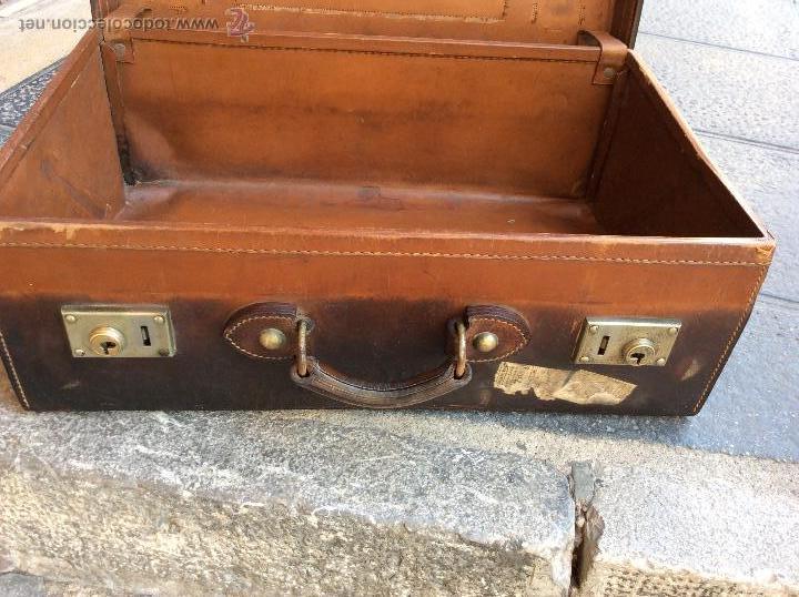 Antig&uuml;edades: ANTIGUA MALETA DE PIEL. - Foto 8