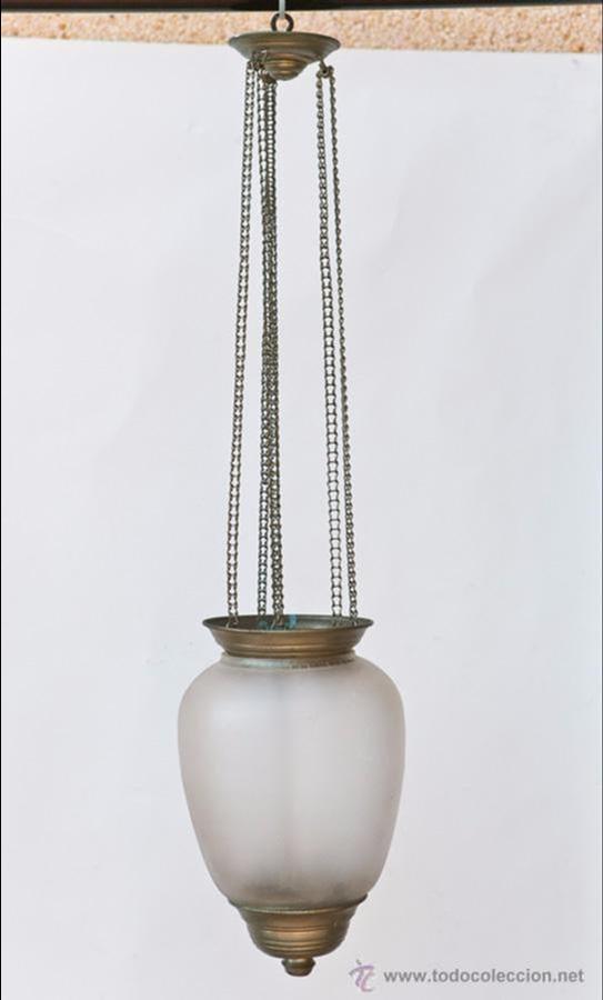 Antiquit&eacute;s: ANTIGUA LAMPARA PARA VELA CON SISTEMA DE ENCADENADO