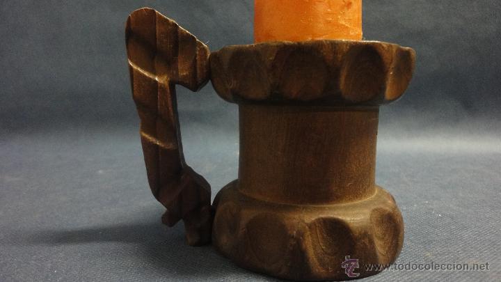 Antig&uuml;edades: CANDELABRO DE MADERA ANTIGUO - Foto 3