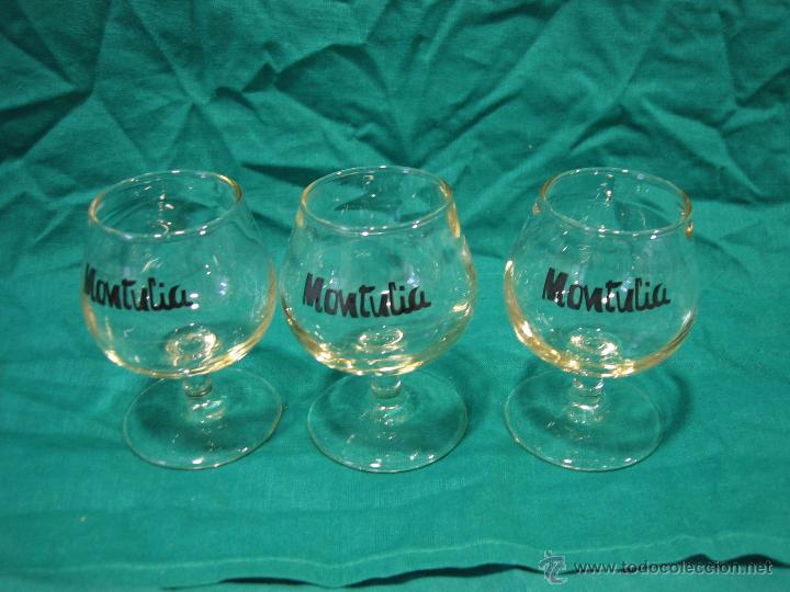 Antiquit&eacute;s: 3 Copas para licor Bodegas Montulia Montilla (C&oacute;rdobas)