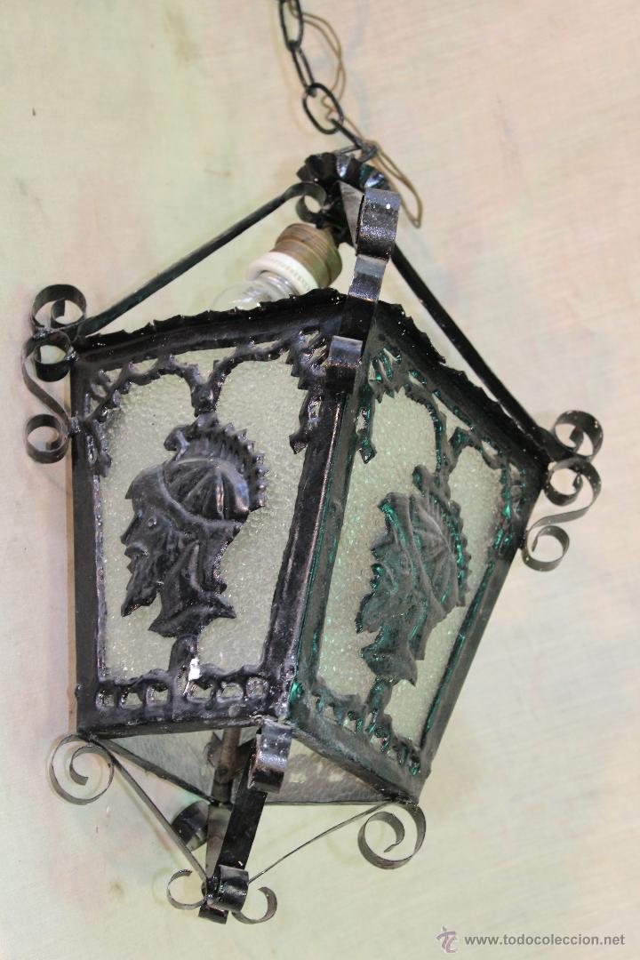 Antig&uuml;edades: FAROL DE TECHO EN HIERRO DE FORJA - Foto 2